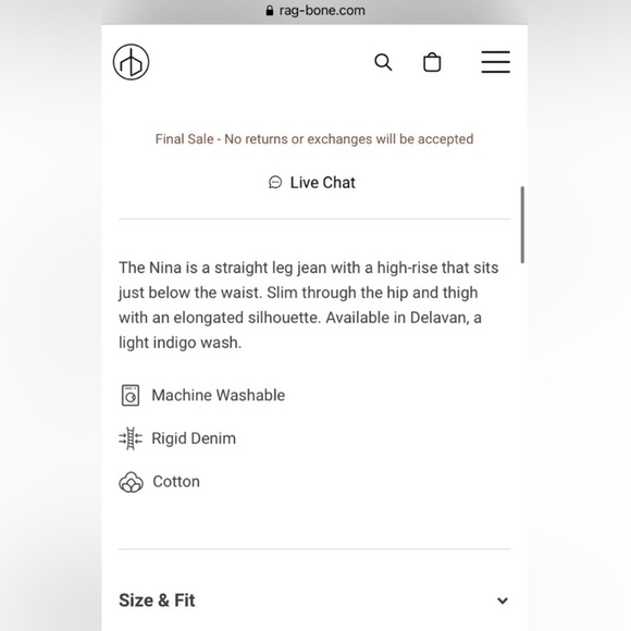 ❌SOLD❌ NWOT Rag & Bone Nina Cigarette Jeans (women’s) - Picture 5 of 13
